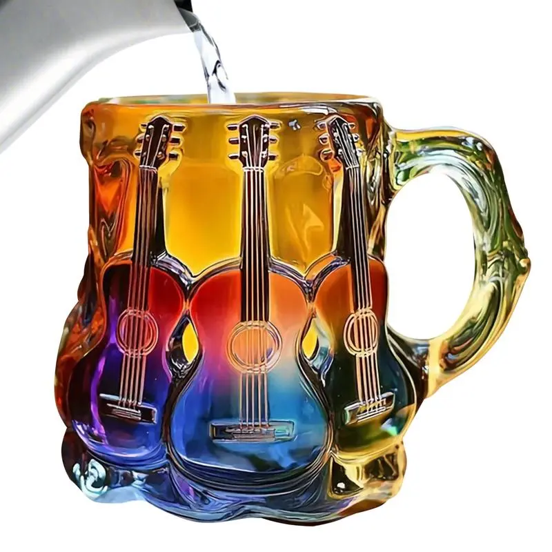 Guitar Mug Novelty Music Themed Mug Cup Latte Milk Hot Cocoa Beverages Glasses Novelty Music Note Cup Guitar Coffee Mugs