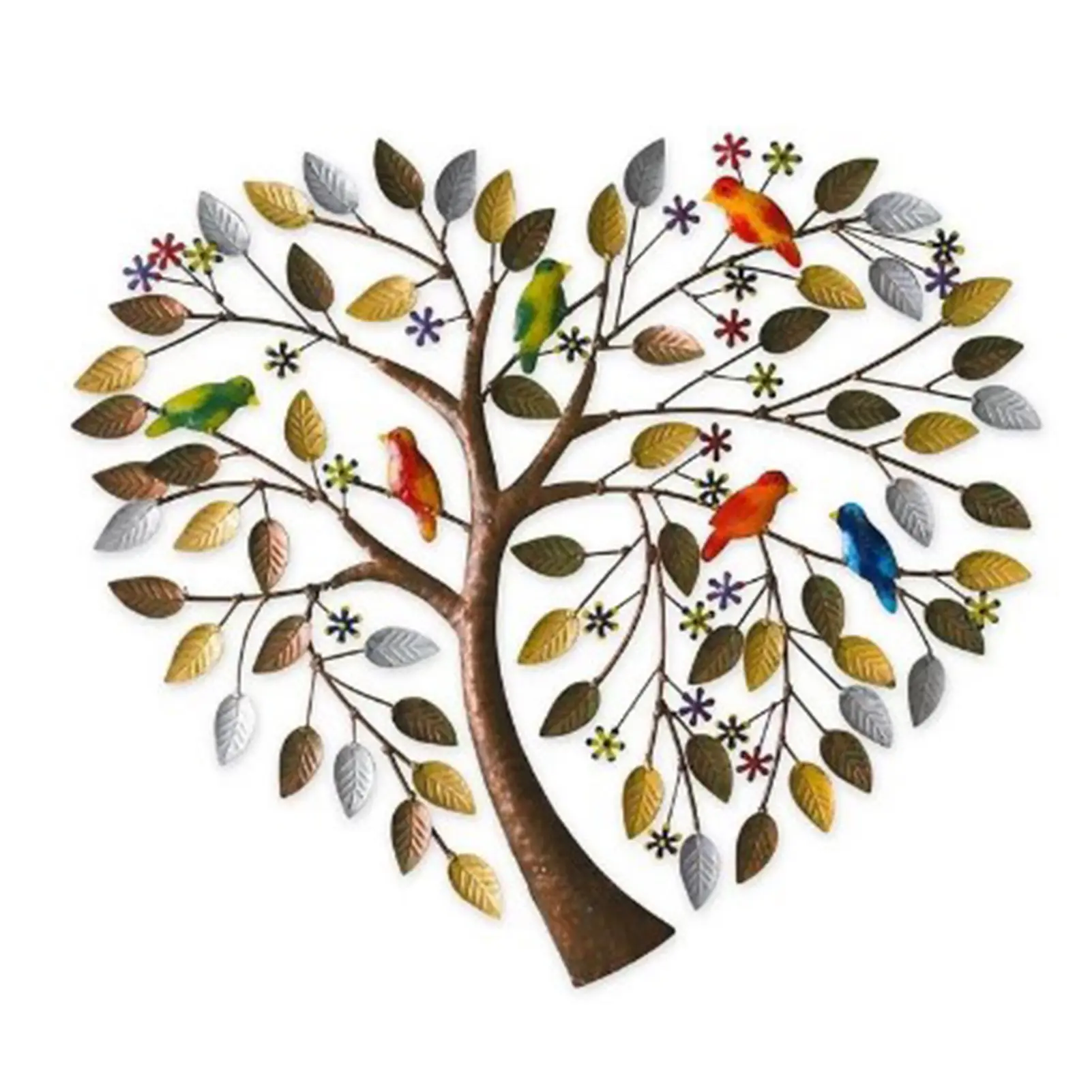 Heart Shape Family Tree Metal Wall Decor Tree of Life Metal Wall Art Bird Ornament Home Bedroom Living Room Window Decoration