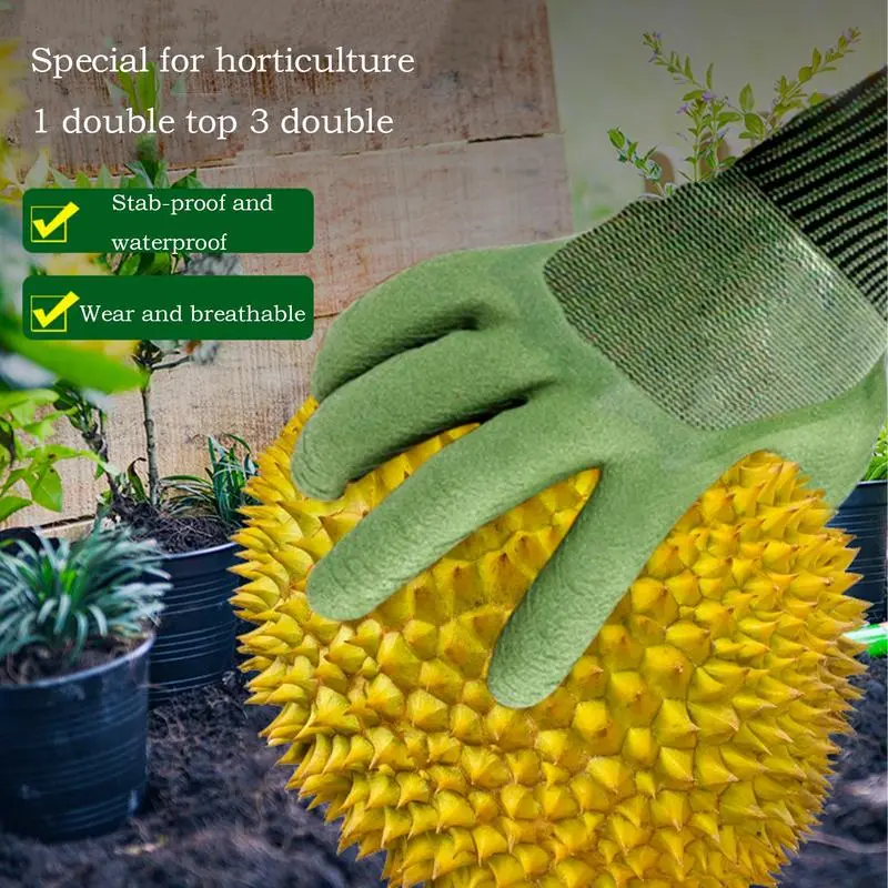 1 pair Yard Work Gardening Gloves Puncture-Resistant Rubber Gloves  Rose Pruning Thorn Proof Gloves  Flower Garden Safety Mitten