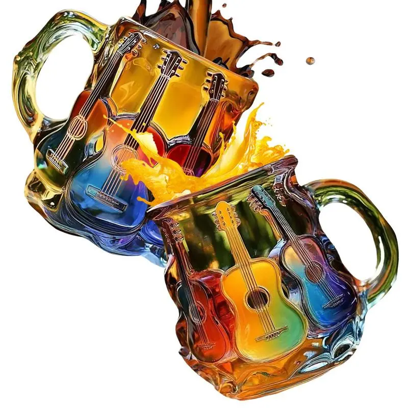 Guitar Mug Novelty Music Themed Mug Cup Latte Milk Hot Cocoa Beverages Glasses Novelty Music Note Cup Guitar Coffee Mugs