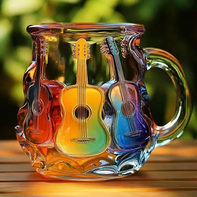 Guitar Mug Novelty Music Themed Mug Cup Latte Milk Hot Cocoa Beverages Glasses Novelty Music Note Cup Guitar Coffee Mugs