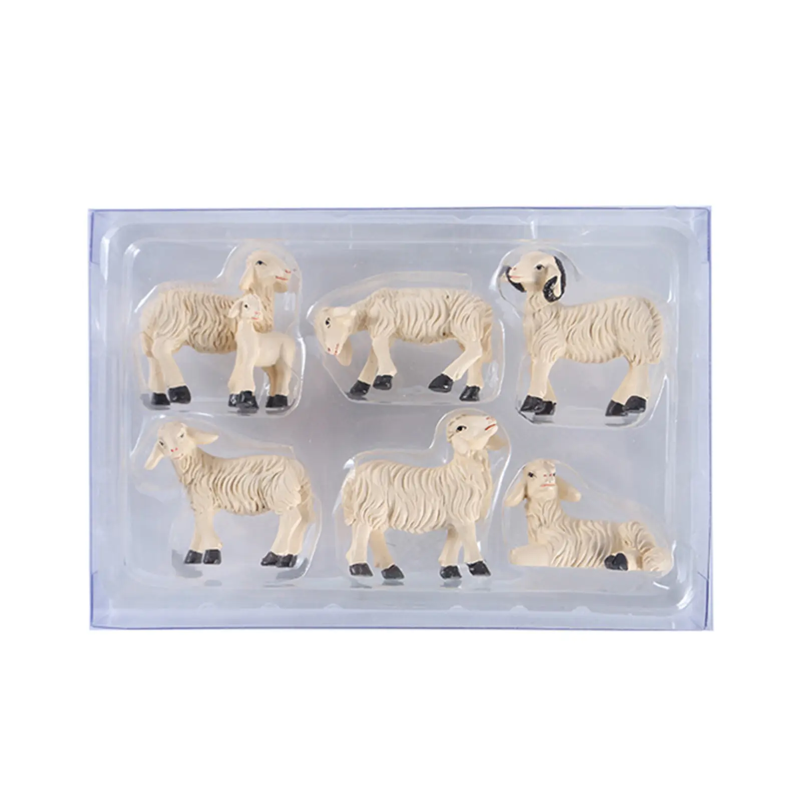 6pcs Lamb Sheep Goat Model Lamb Statue Resin Crafts Lovely Garden Animal Statues Gifts Table Decoration