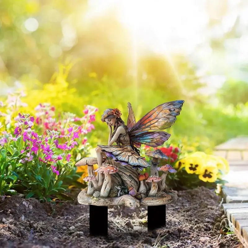 Fairy Garden Stakes Garden 2D Acrylic fairy Stakes Flower fairy outdoor ground plug Garden fairy ground plug  for Yards Patio