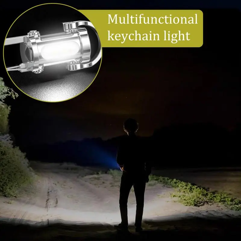 Small Keychain Flashlight Key Chain Light USB Rechargeable Outdoor Sports Bright Lamp Waterproof With Flashing Mode For Family