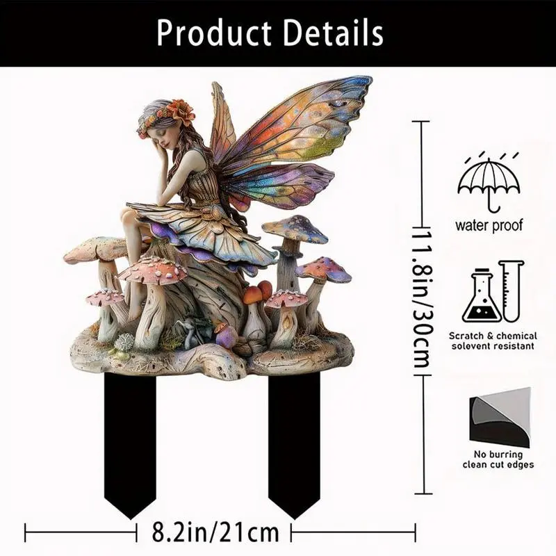 Fairy Garden Stakes Garden 2D Acrylic fairy Stakes Flower fairy outdoor ground plug Garden fairy ground plug  for Yards Patio