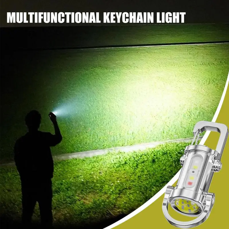 Small Keychain Flashlight Key Chain Light USB Rechargeable Outdoor Sports Bright Lamp Waterproof With Flashing Mode For Family