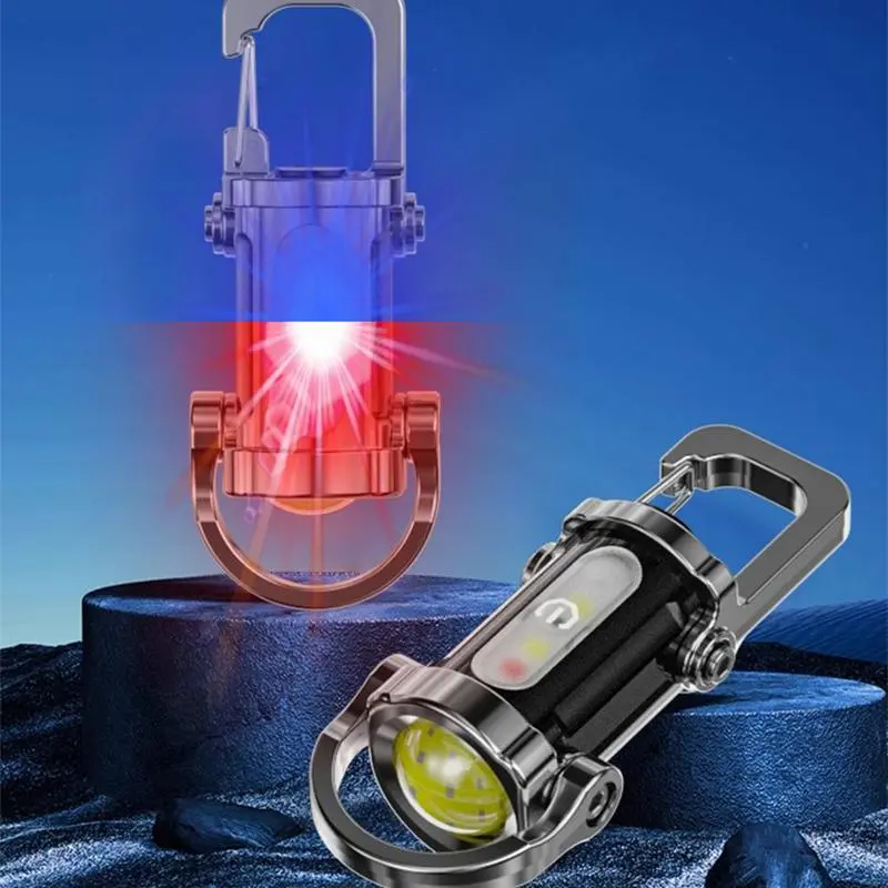 Small Keychain Flashlight Key Chain Light USB Rechargeable Outdoor Sports Bright Lamp Waterproof With Flashing Mode For Family