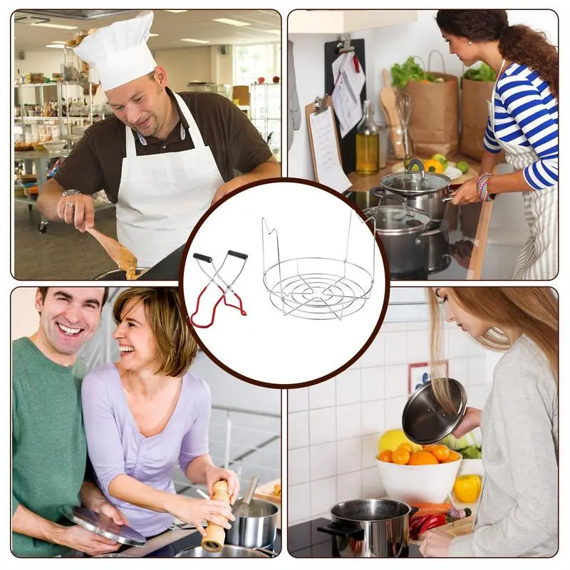 Canning Rack Steaming Canning Lifter Pot Supplies Rack Anti Slip Stainless Steel Cooling Racks Steamer Rack For Canned Food