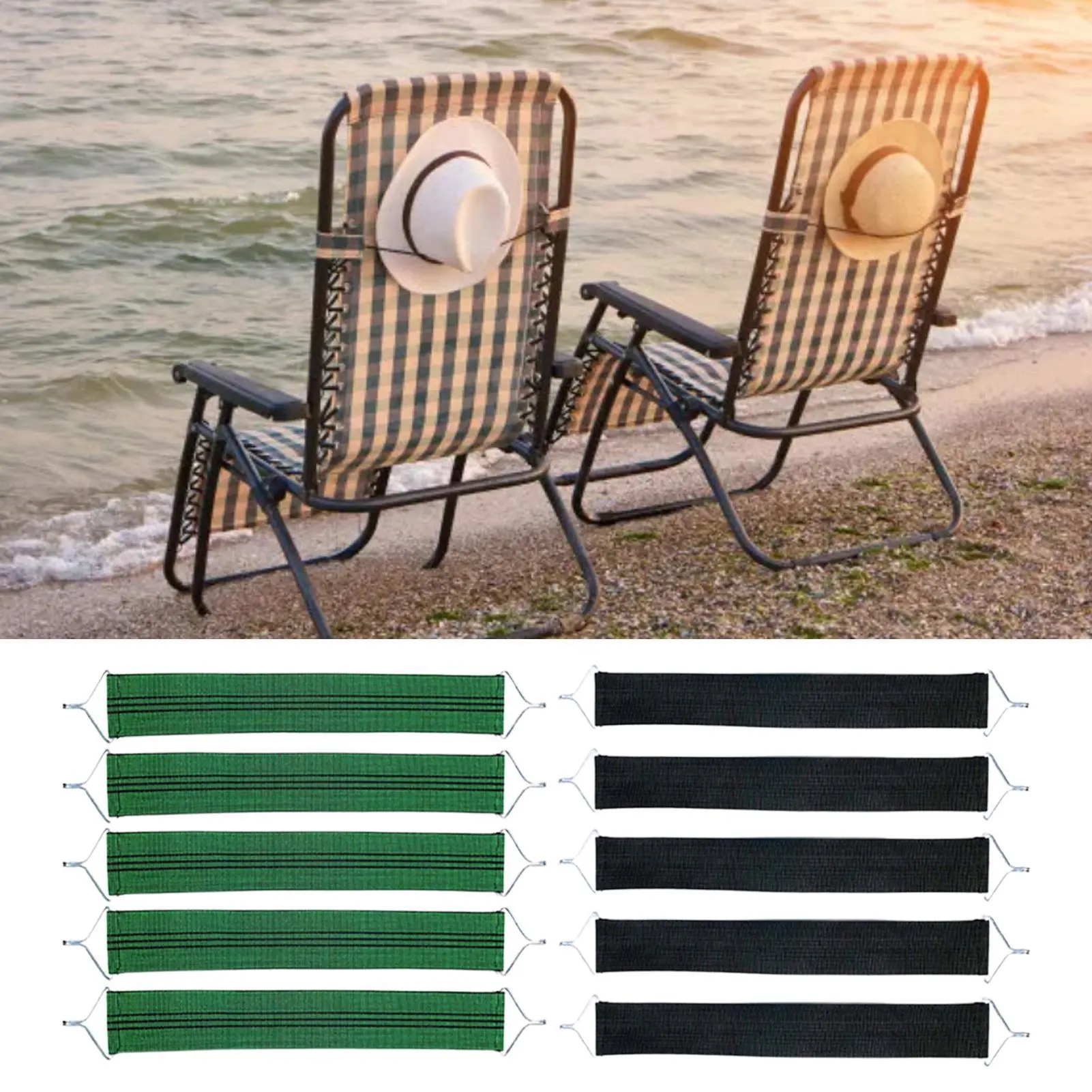 Folding Chair Fabric Bands 5 Pieces Lounge Chair Replacement Laces Cord Heavy-Duty Recliner Repair Part Tear-Resistant Seat