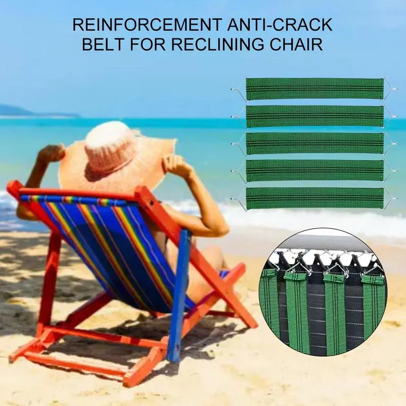 Folding Chair Fabric Bands 5 Pieces Lounge Chair Replacement Laces Cord Heavy-Duty Recliner Repair Part Tear-Resistant Seat