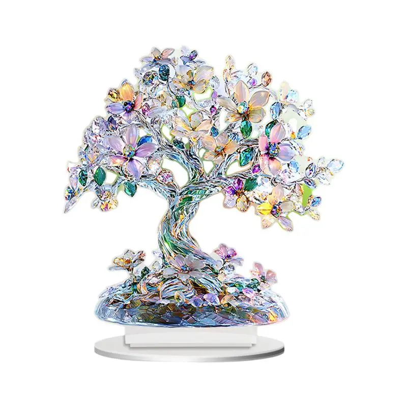 Acrylic Valentine's Day Tree of Life Statue Desktop Ornament Acrylic Sign Memorial Bereavement Exquisite Inspirational Desk Deco