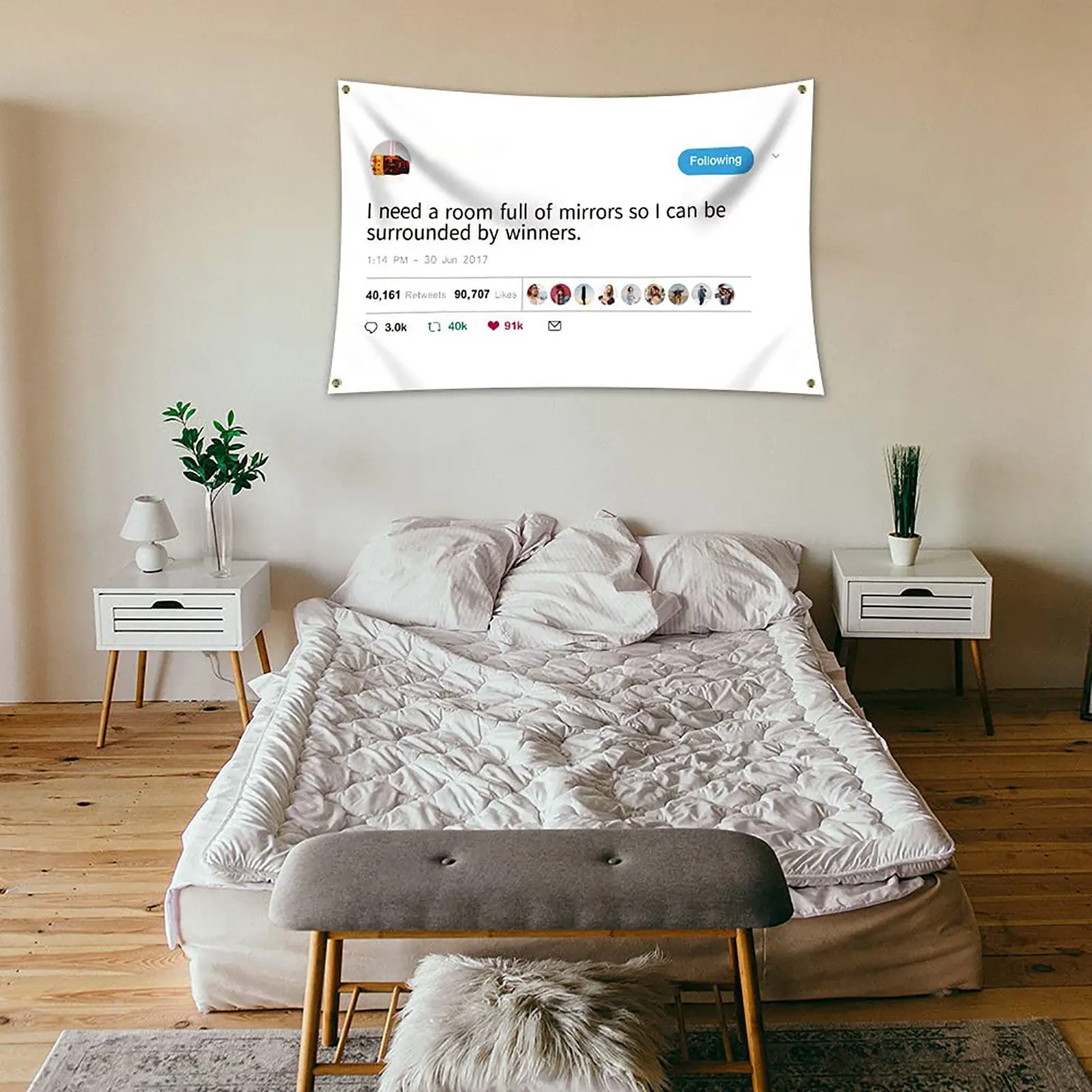 Kanye West Rapper Mirrors Tweet 3x5 Feet Flag Banner With Brass Grommets  I Need A Room Full Of Mirrors So I Can Be Surrounded B