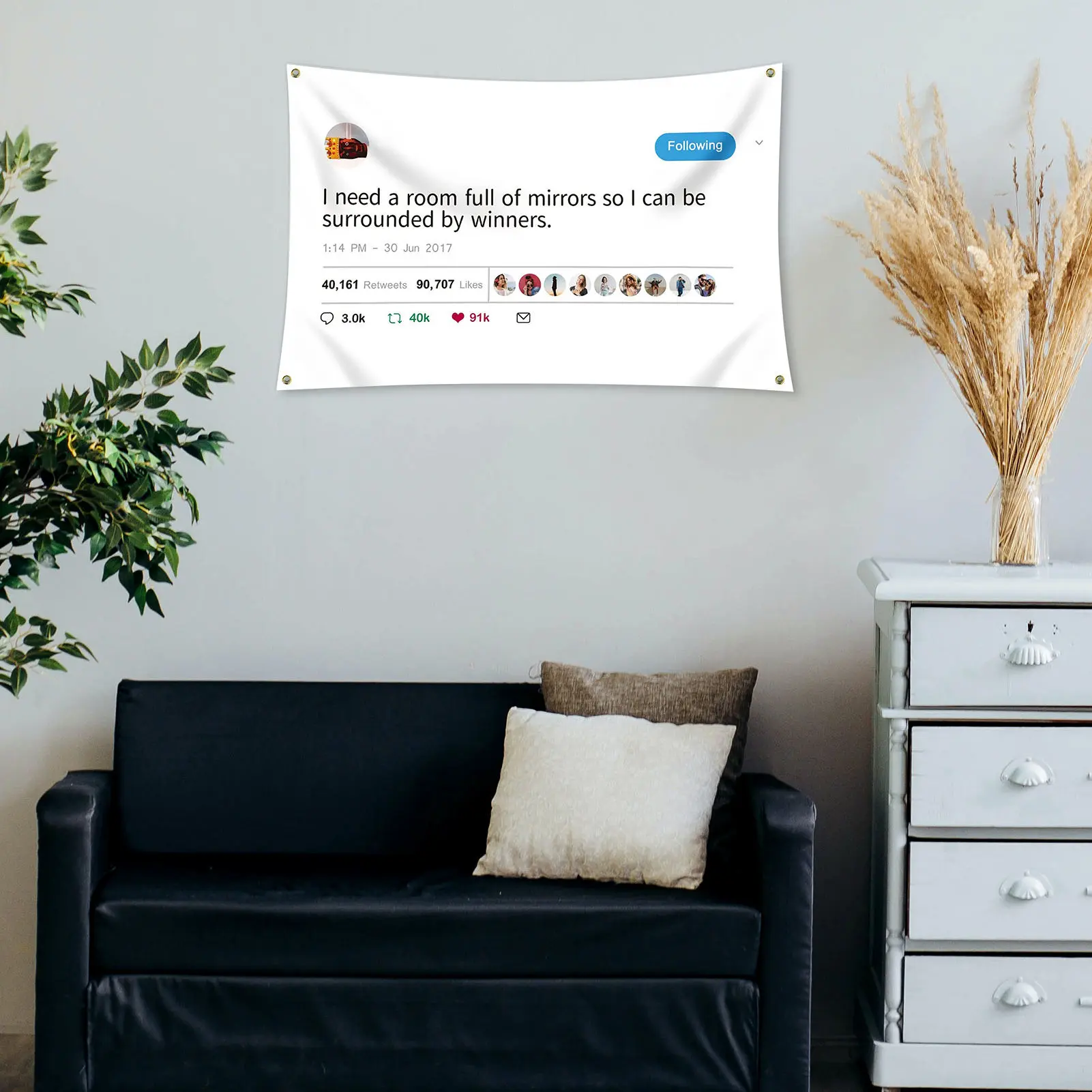 Kanye West Rapper Mirrors Tweet 3x5 Feet Flag Banner With Brass Grommets  I Need A Room Full Of Mirrors So I Can Be Surrounded B