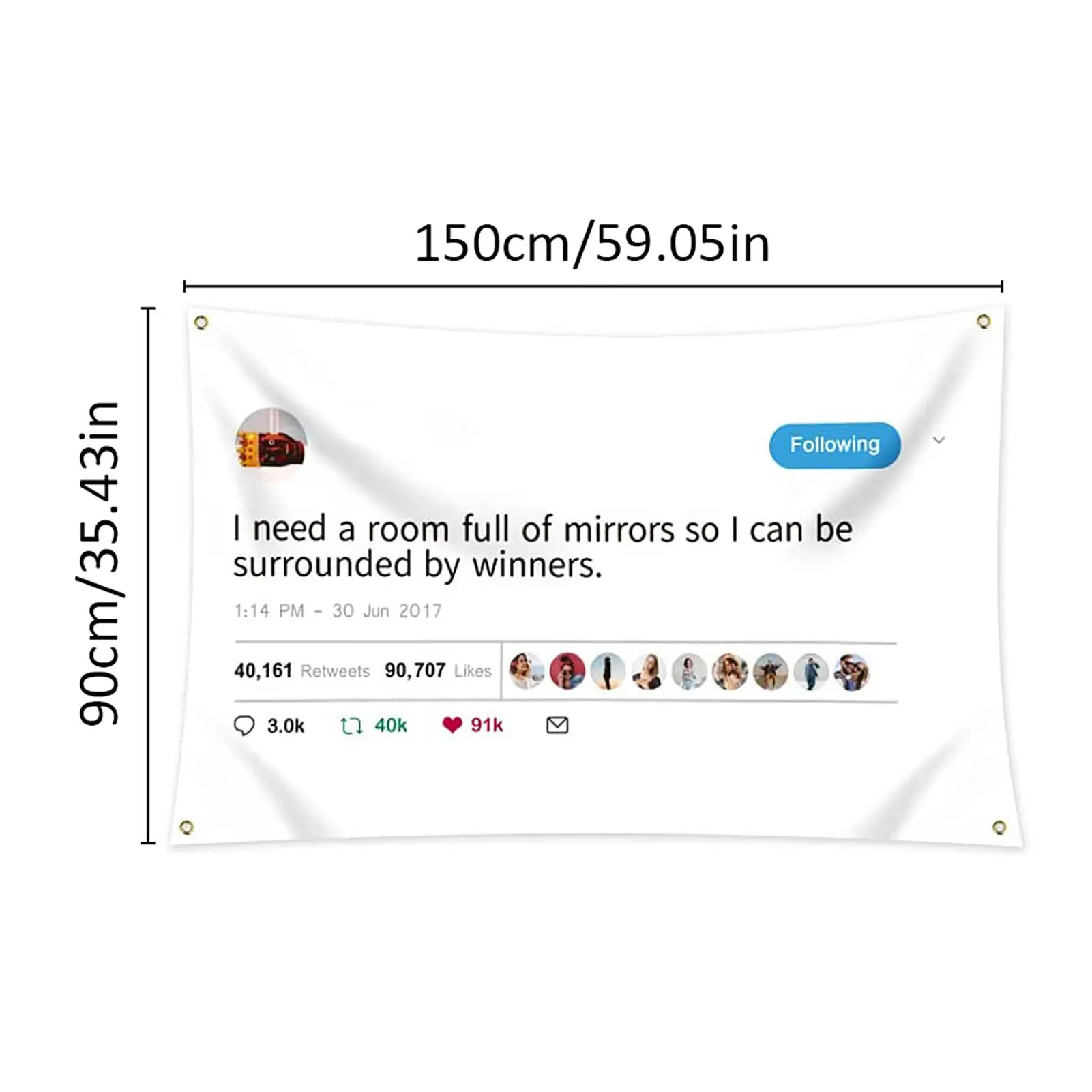 Kanye West Rapper Mirrors Tweet 3x5 Feet Flag Banner With Brass Grommets  I Need A Room Full Of Mirrors So I Can Be Surrounded B