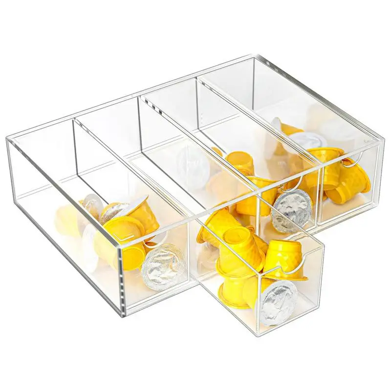 Acrylic Coffee Pod Holder Acrylic Coffee Capsule Storage Box Rack Coffee Station Organizer Coffee Capsule Display 4 Compartments