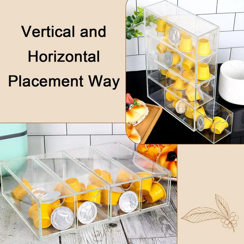 Acrylic Coffee Pod Holder Acrylic Coffee Capsule Storage Box Rack Coffee Station Organizer Coffee Capsule Display 4 Compartments