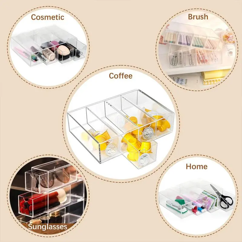 Acrylic Coffee Pod Holder Acrylic Coffee Capsule Storage Box Rack Coffee Station Organizer Coffee Capsule Display 4 Compartments