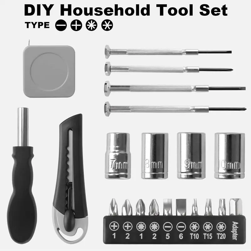 Home Repairs Mechanics Tools Kit Oil pot type hardware tool set  Portable Home Hand Tool 21-piece oil pot tool set Repair Tool