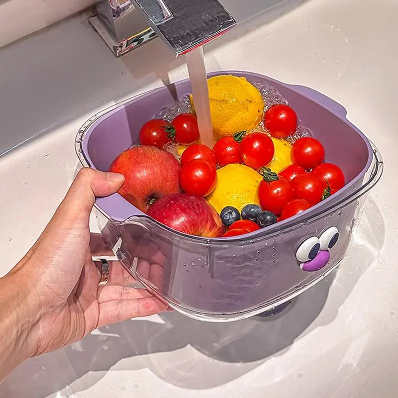 Kitchen Colanders Bowl Set 2-layer Draining Basket Food Drain Basin Kitchen Sink Vegetable Drainer Fruit Basket Washing basin