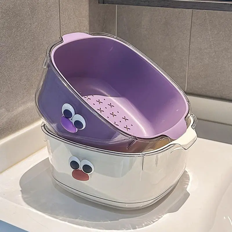 Kitchen Colanders Bowl Set 2-layer Draining Basket Food Drain Basin Kitchen Sink Vegetable Drainer Fruit Basket Washing basin