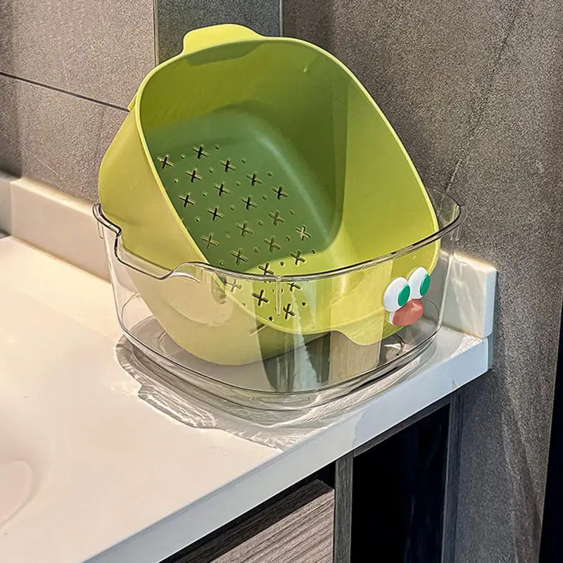 Kitchen Colanders Bowl Set 2-layer Draining Basket Food Drain Basin Kitchen Sink Vegetable Drainer Fruit Basket Washing basin