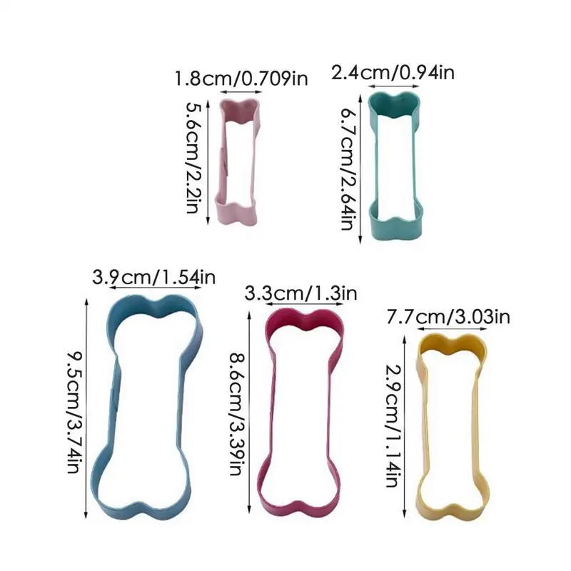 5pcs Bone Shaped Cookie Cutter Stainless Steel Cookie Cutter Set Biscuits Cutter Cookie Mold Anti-rust Shatterproof Cake Mold