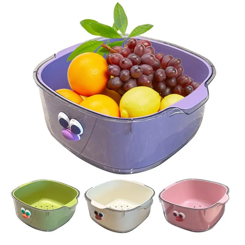 Kitchen Colanders Bowl Set 2-layer Draining Basket Food Drain Basin Kitchen Sink Vegetable Drainer Fruit Basket Washing basin