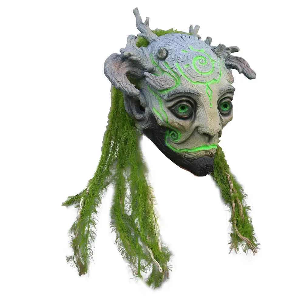 Halloween Elf Masque Green Fairy Latex Headgear Forest Spirit Mask Halloween Realistic Green Elves Spirit Helmet Party Props