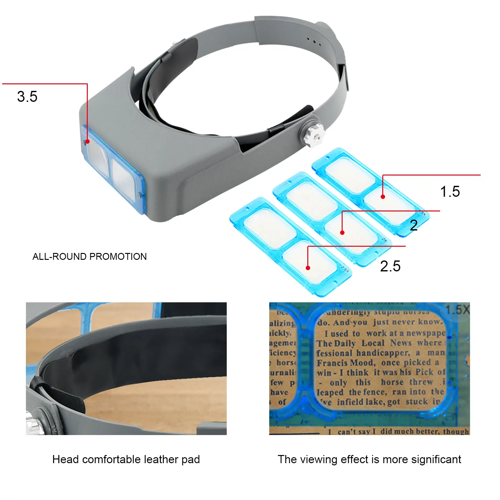 Head Mount Magnifier Binocular Magnifying Glasses 1.5X 2X 2.5X 3.5X Loupe Glass Jeweler Headband Magnifier With 4 Lens