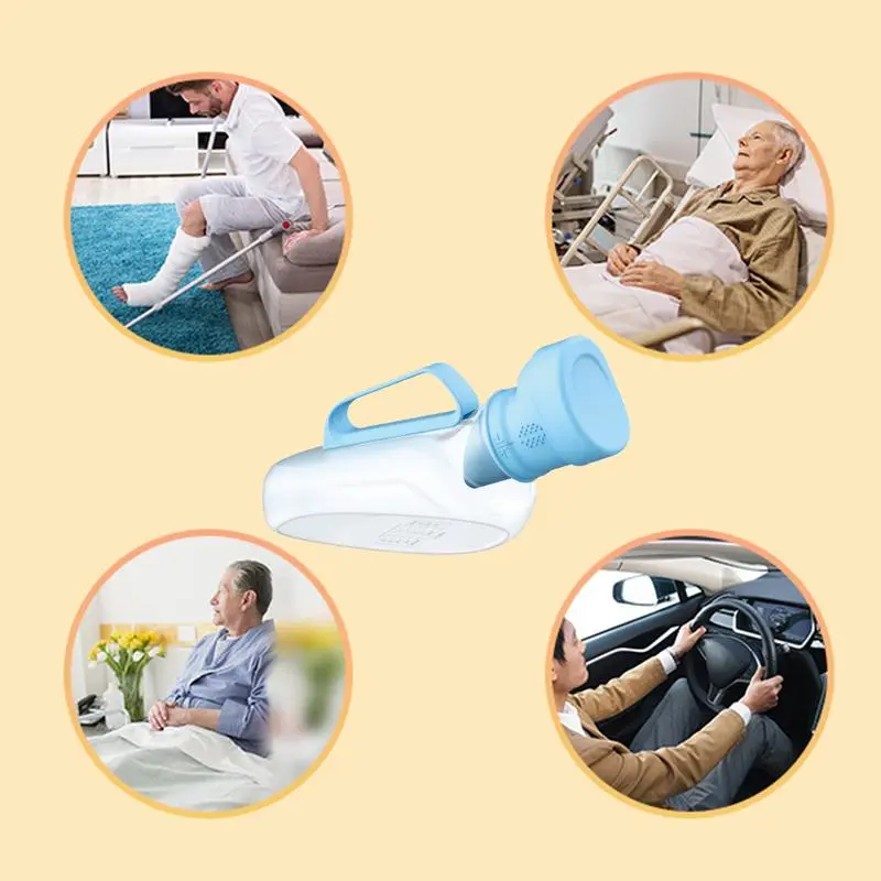 Urinal Bottle 1200ml Spill Proof Pee Container Odor Resistant Cover Leak Proof Male Urinals Container Men's Urinal Bottle