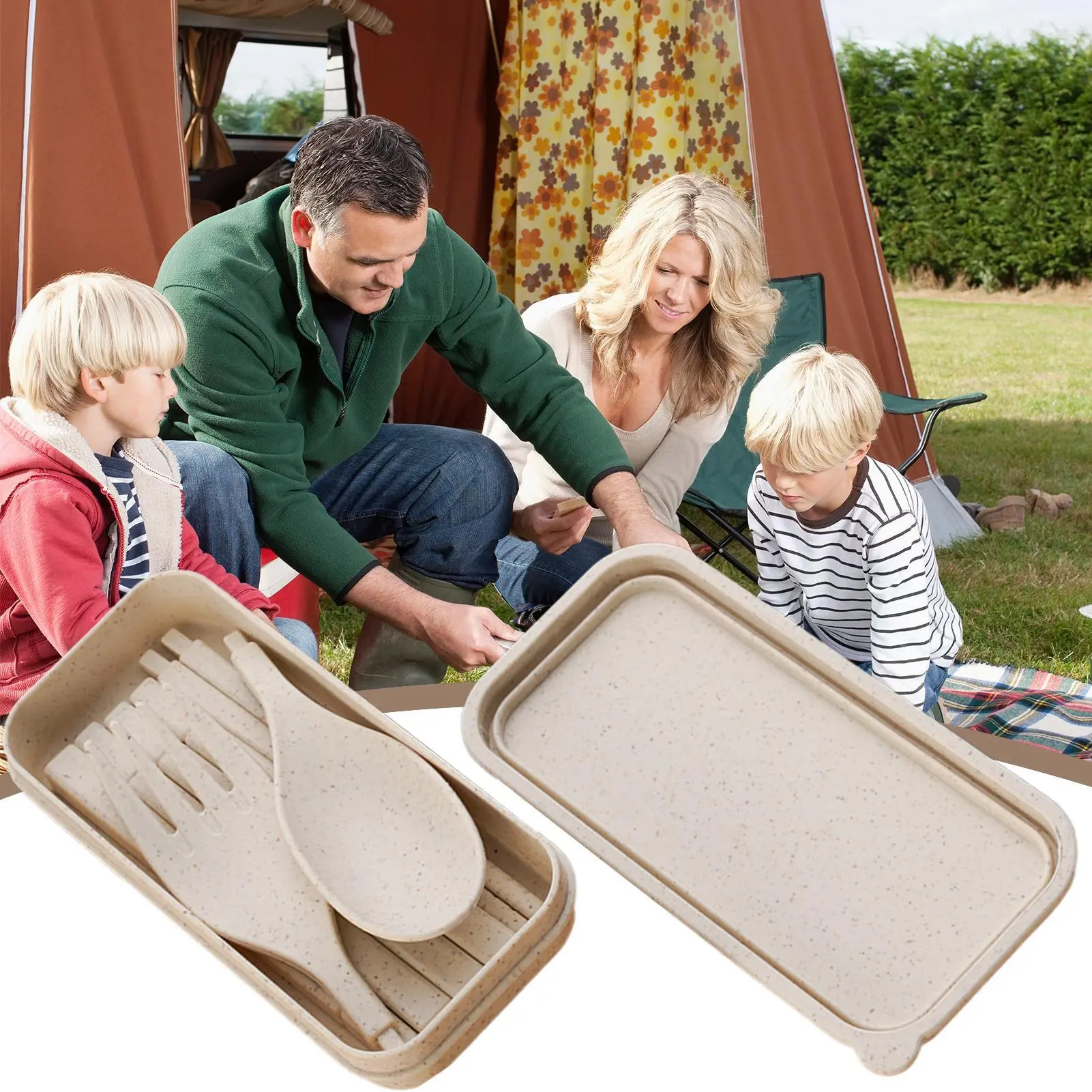 Portable Utensils Set Portable Chopsticks Tableware Travel Cutlery Set Detachable Tableware Spoons Forks Reusable For Camping