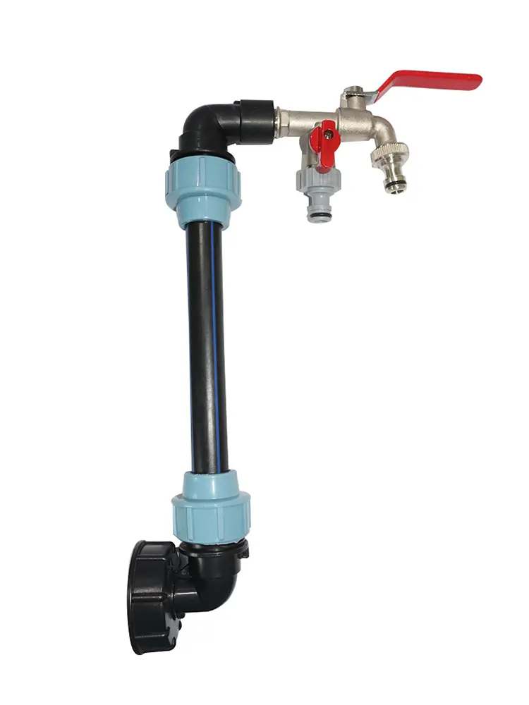 IBC Swan Neck 3/4 Inch IBC Adaptor With Outlet Tap IBC Tank Accessories Double Taps Garden Hose Faucet Lengthen Connector