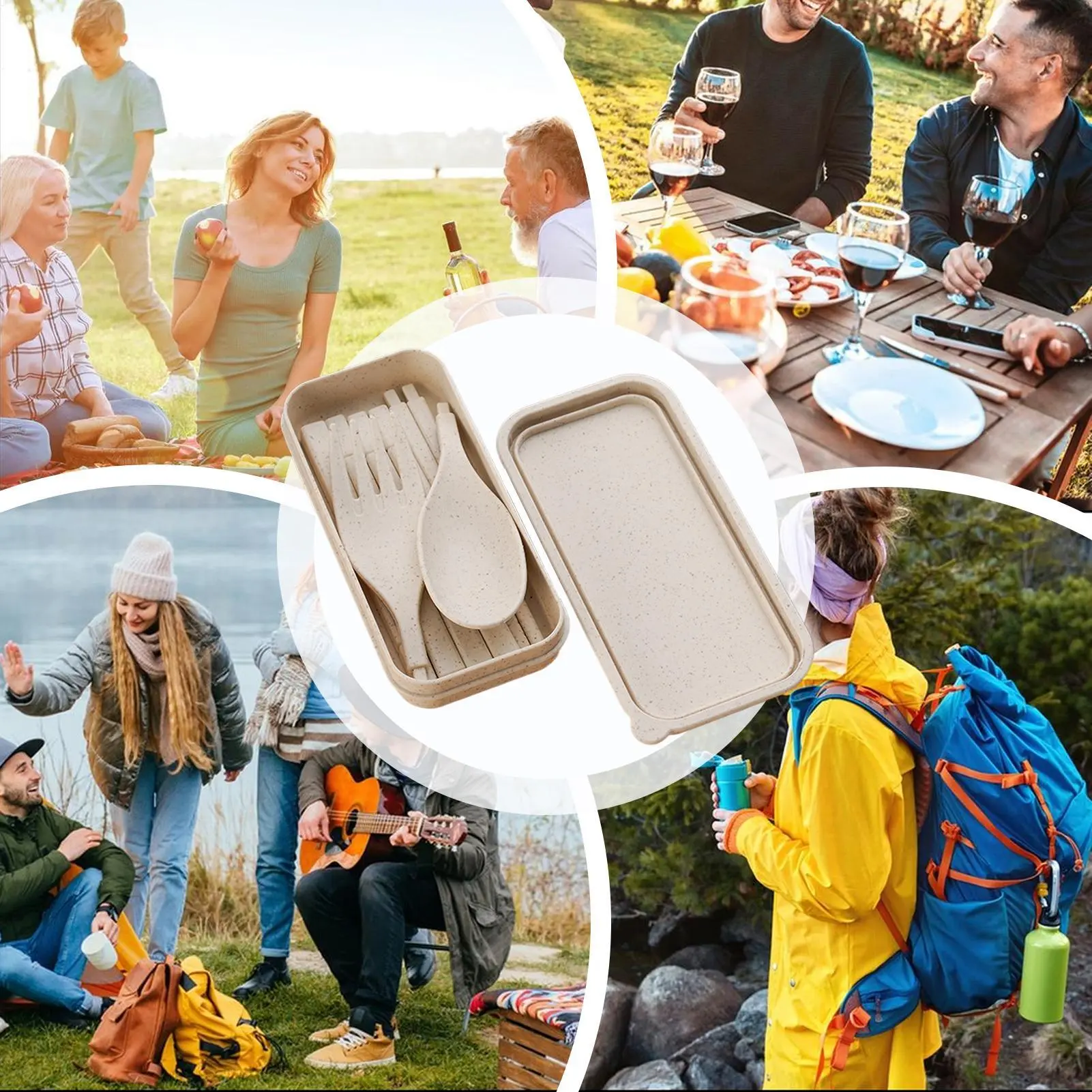 Portable Utensils Set Portable Chopsticks Tableware Travel Cutlery Set Detachable Tableware Spoons Forks Reusable For Camping