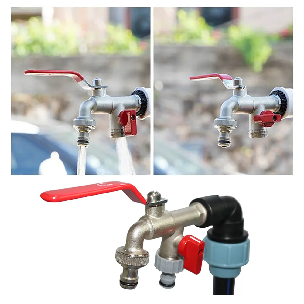 IBC Swan Neck 3/4 Inch IBC Adaptor With Outlet Tap IBC Tank Accessories Double Taps Garden Hose Faucet Lengthen Connector