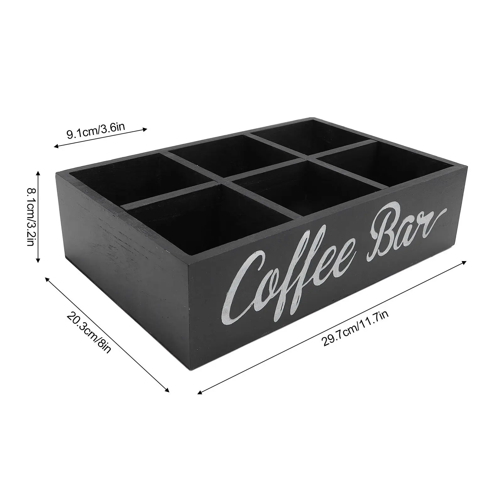 Coffee Station Storage Box Decorative Divider Wooden Multifunctional Coffee Station Organizer Smooth for Countertop
