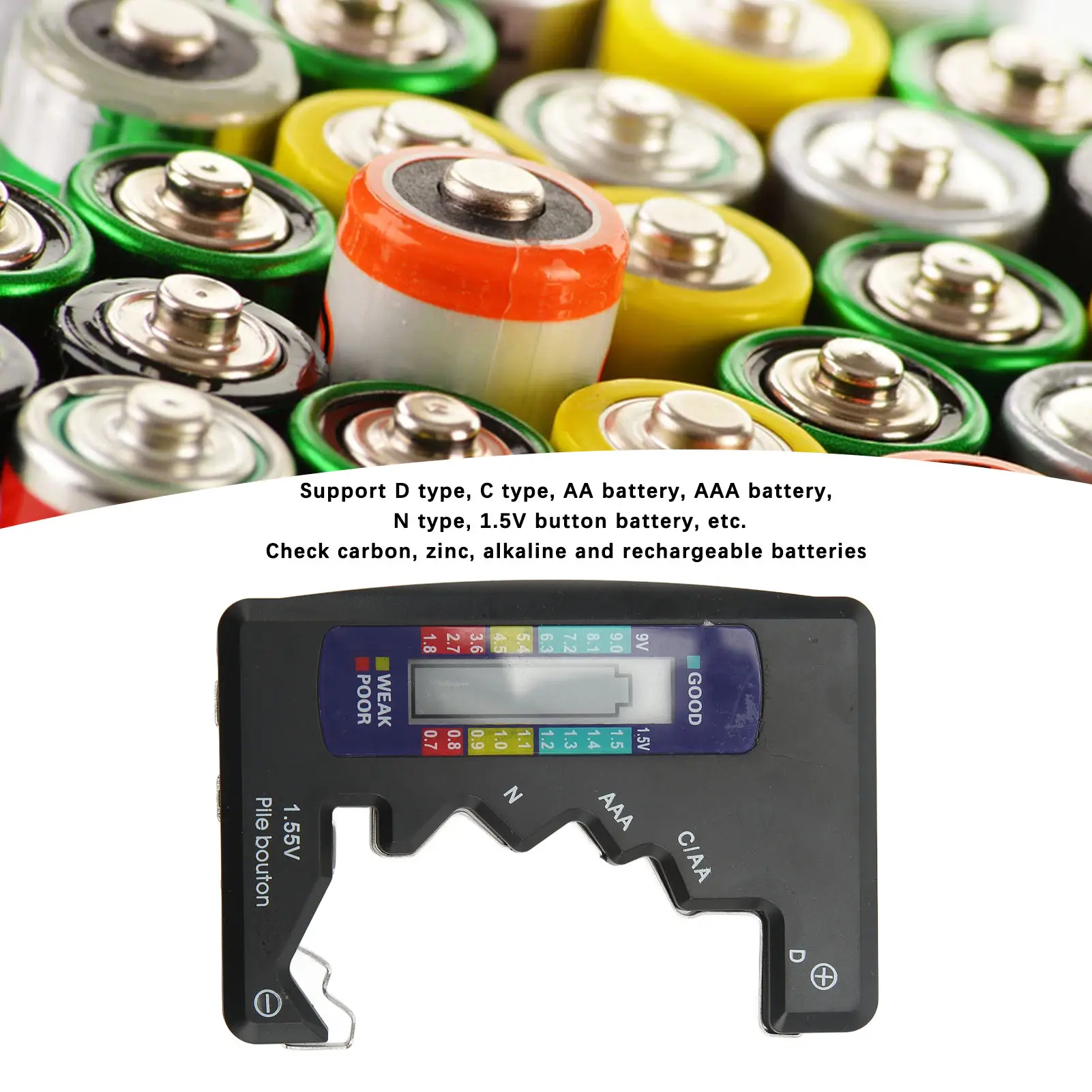 Battery Tester Cell Analyzer Digital Battery Capacity Gauge Tester  D C N  AA 9V 1.5V Button Cell Analyzer