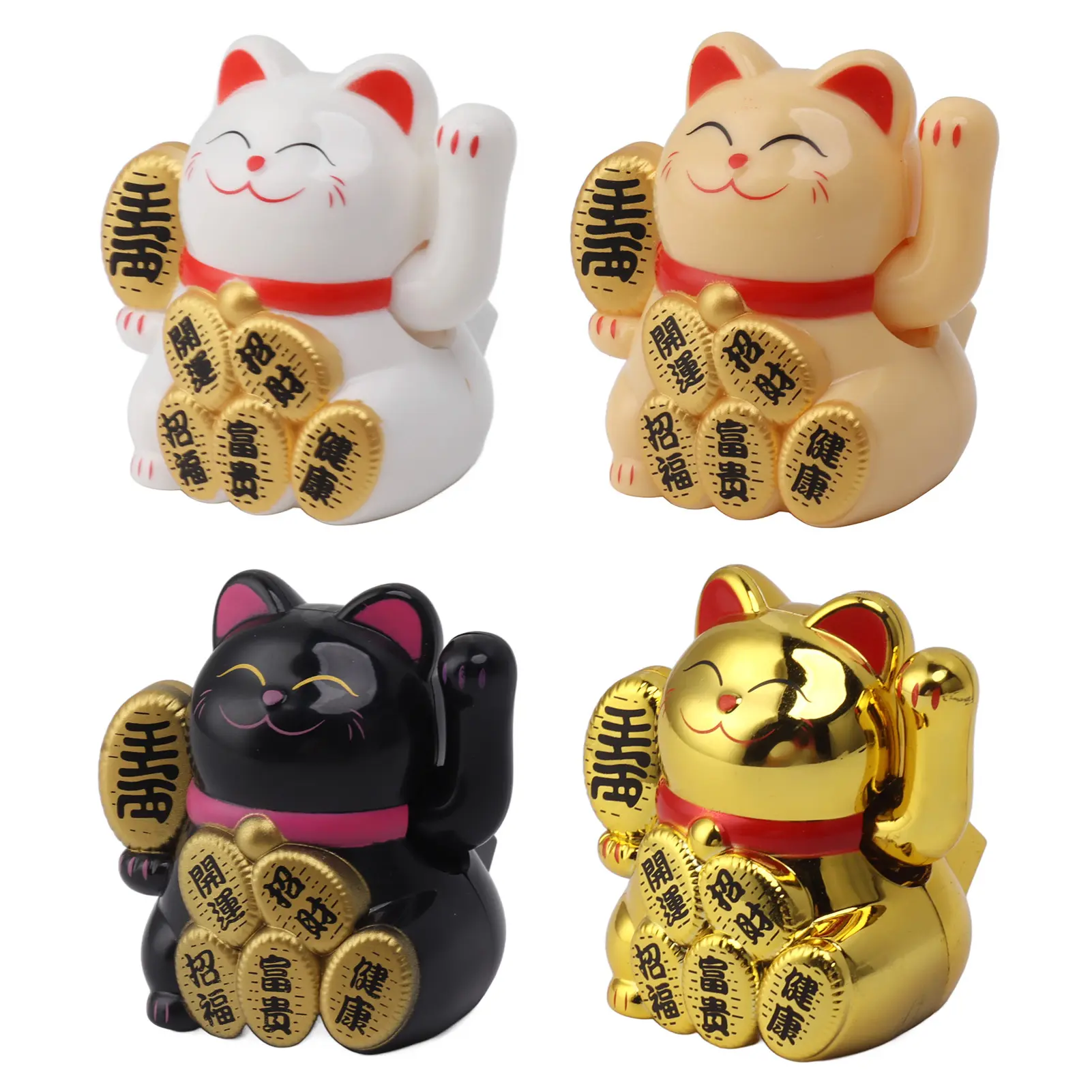Solar Powered Lucky Cat 2 Inch Mini Cute Solar Waving Cat Lucky Wealth Welcoming Cat for Home Car Decoration Lucky Cat