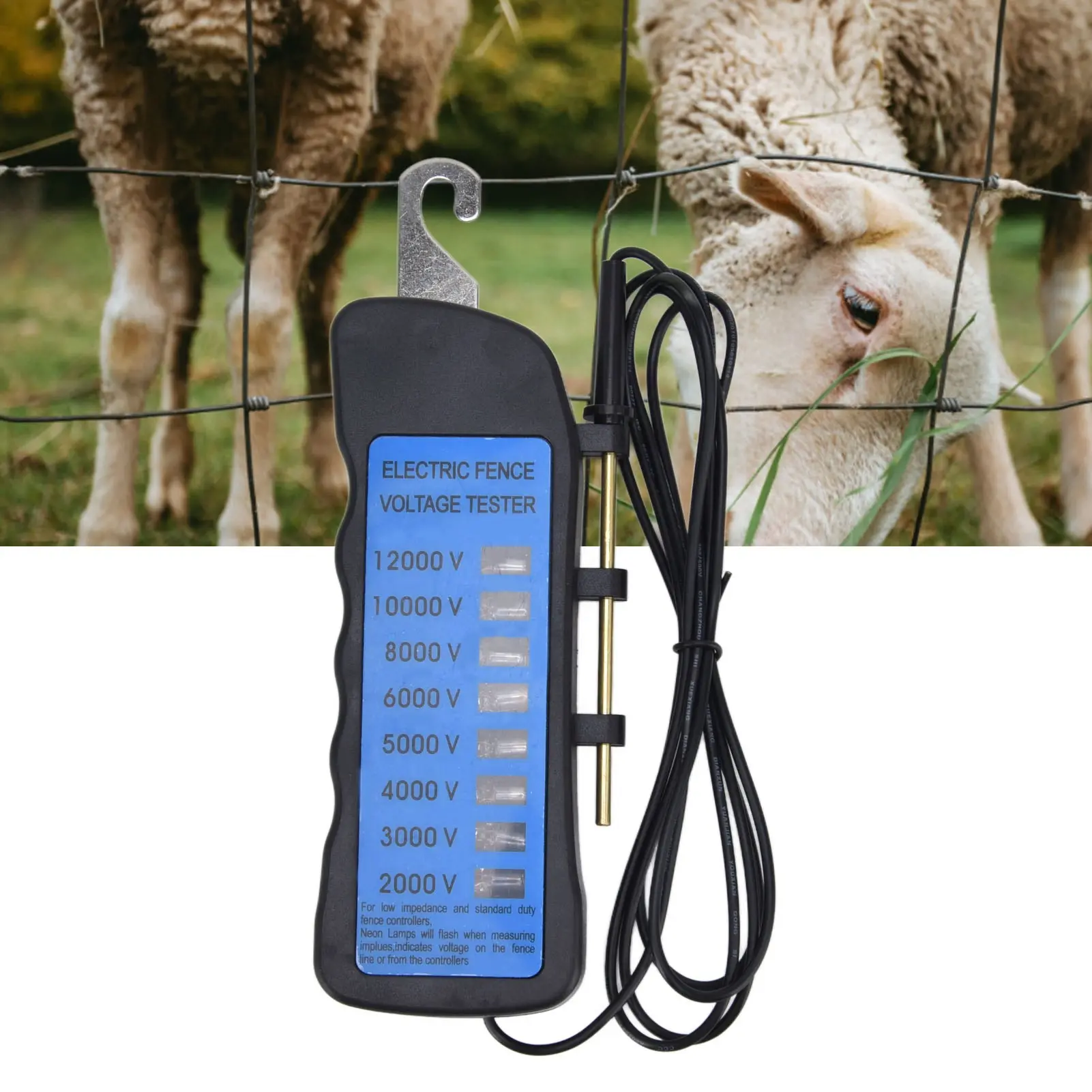 12KV Neon Fence Voltage Tester 12kV Fence Tester Portable for Livestock Enclosures for Farms for Home Gardens