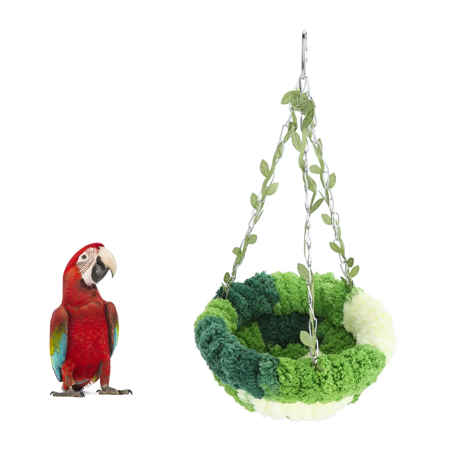 Bird Nest Swing Parrot Hammock Bed Comfortable Soft Coral Fleece Hanging Bird Sleeping Nest for Cage Green Parrot Nest for Cage