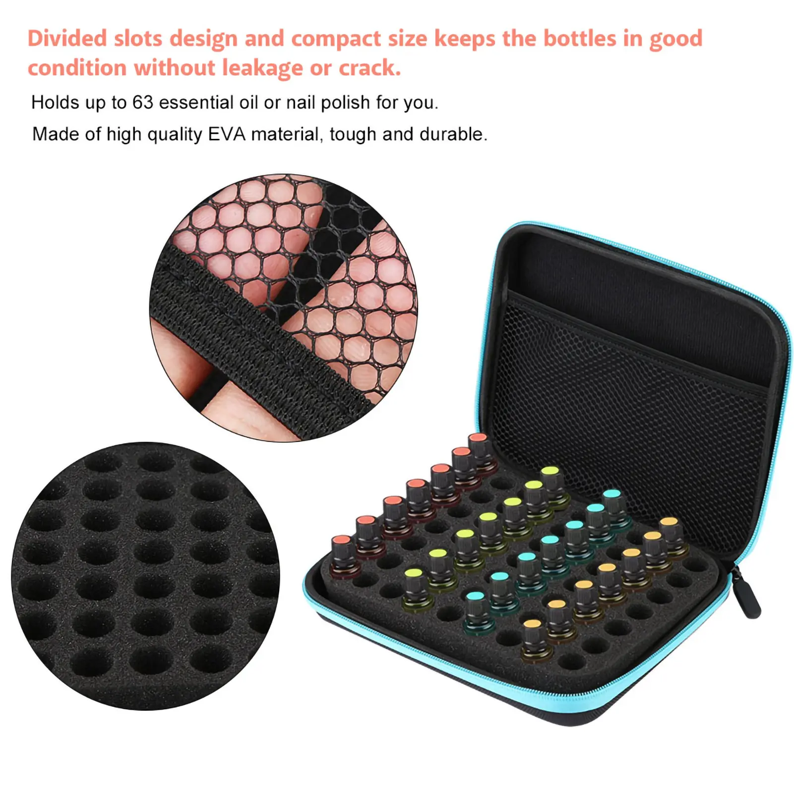 63 Slots Portable Aromatherapy Essential Oil Storage Bag Case Box  Essential Oil Storage Bag Essential Oil Storage Case