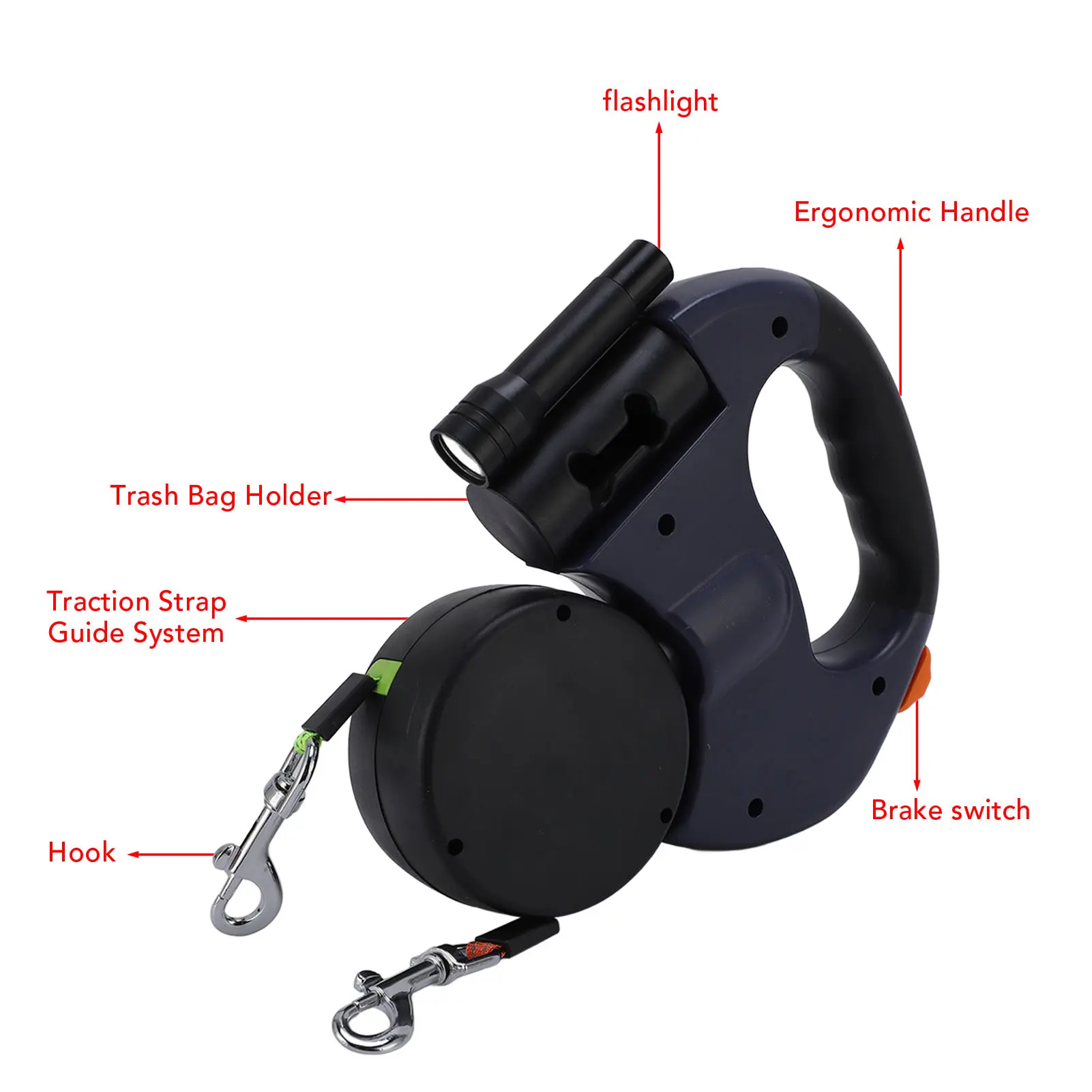 Automatic Retractable Dog Leash Built in LED Light Stretch Resistant Comfortable Grip Pet Traction Leash for Medium Small Dogs