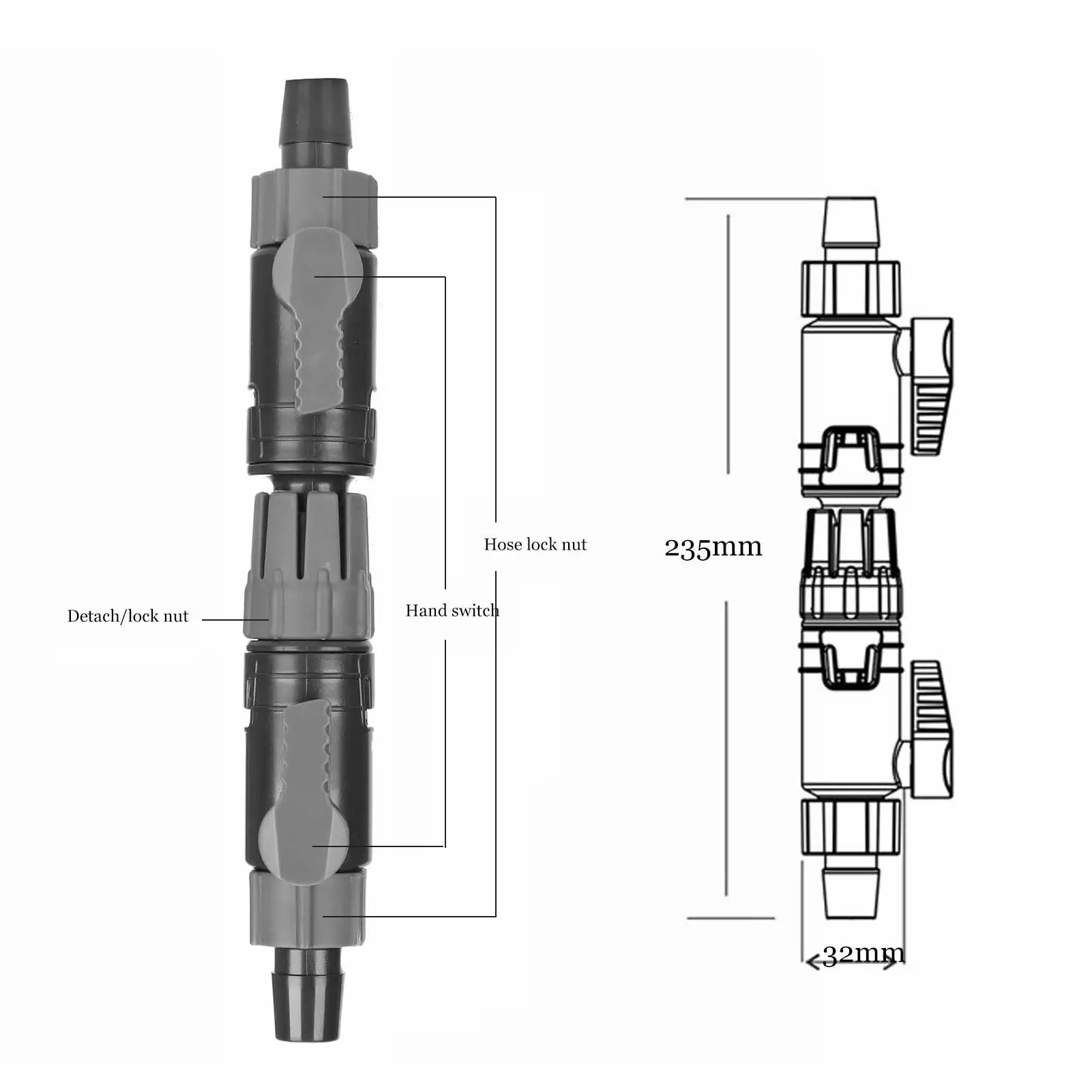 Aquarium Double Tap Connector Aquarium Water Control Valve Fish  Hose Pipe Quick Release Double Tap Connector
