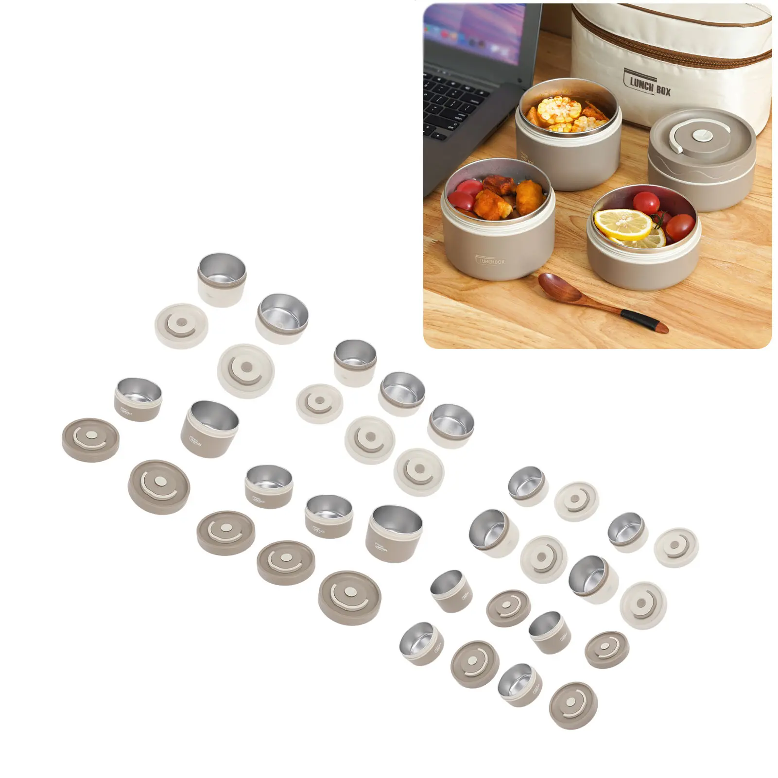 Thermal  Box 304 Stainless Steel Safe Portable Multifunction Round Insulated Food Container with Thermal Bag for Work