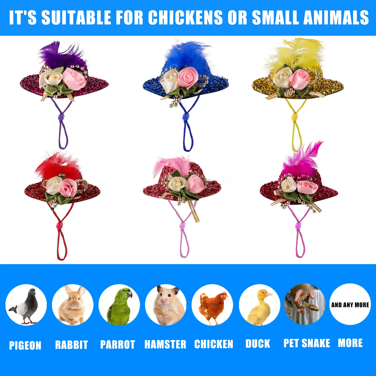 Chicken Hat for Hens Tiny Pets Funny Chicken Accessories Hen Top Hat for Rooster Duck Parrot Hamster Poultry Stylish Show Costum