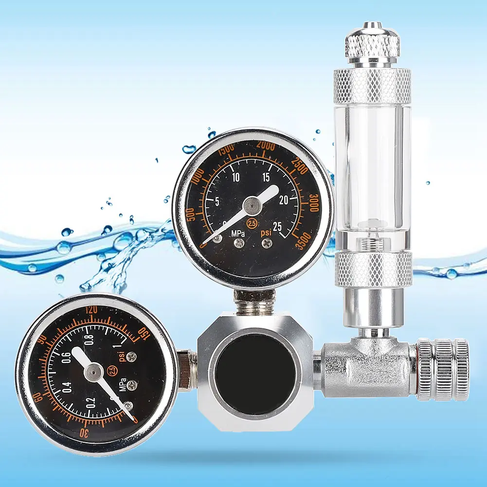 Aquarium Dual Gauge Display CO2 Regulator Aquarium Dual Gauge Display with Bubble Counter and Check Valve Aquarium Accessory