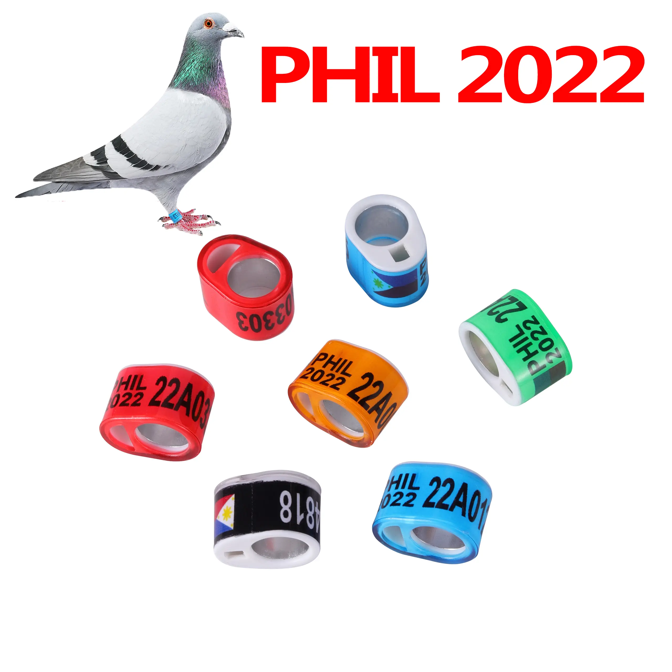 PHIL 2022/2023 Multicolor Pigeon Foot Ring ID 8mm Quality Durable Bird Ring Racing Pigeon Outdoor Training Foot Ring 10 Pcs
