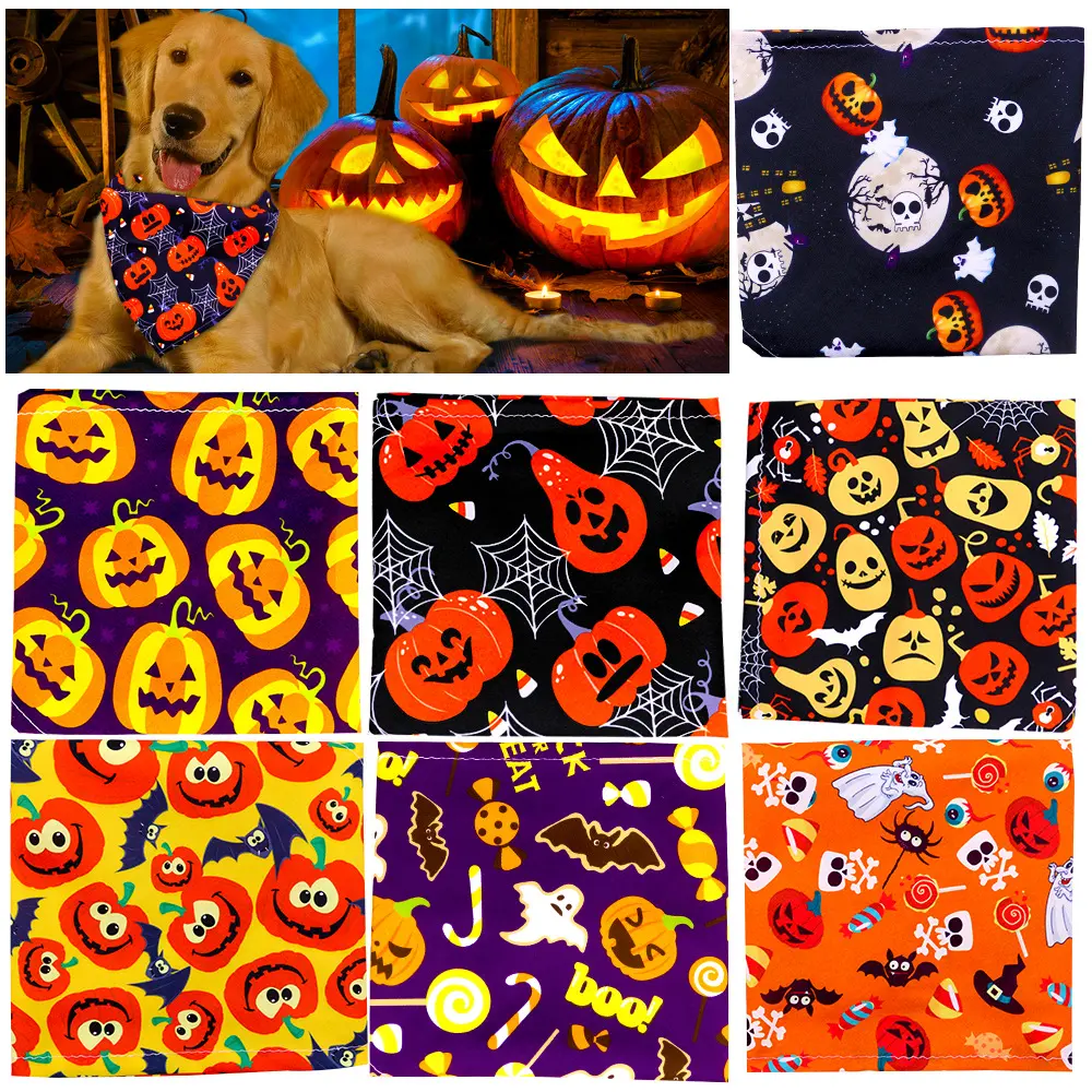 Dog Bandanas Halloween Dog Accessories Pet Dog Bandanas Scarf Small Dog Cat Puppy Bibs Pet Supplies For Small Dogs 1Pc