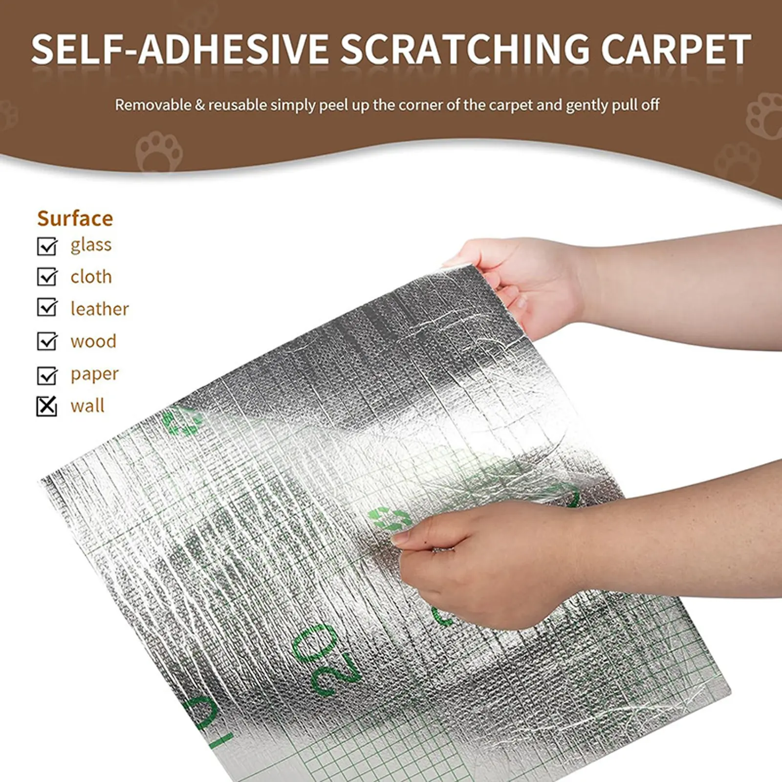 Trimmable Cat Scratch Sofa Mat Self-adhesive Cat Scratching Carpet for Furniture Protection Multi-Purpose Cats Scratching Pad