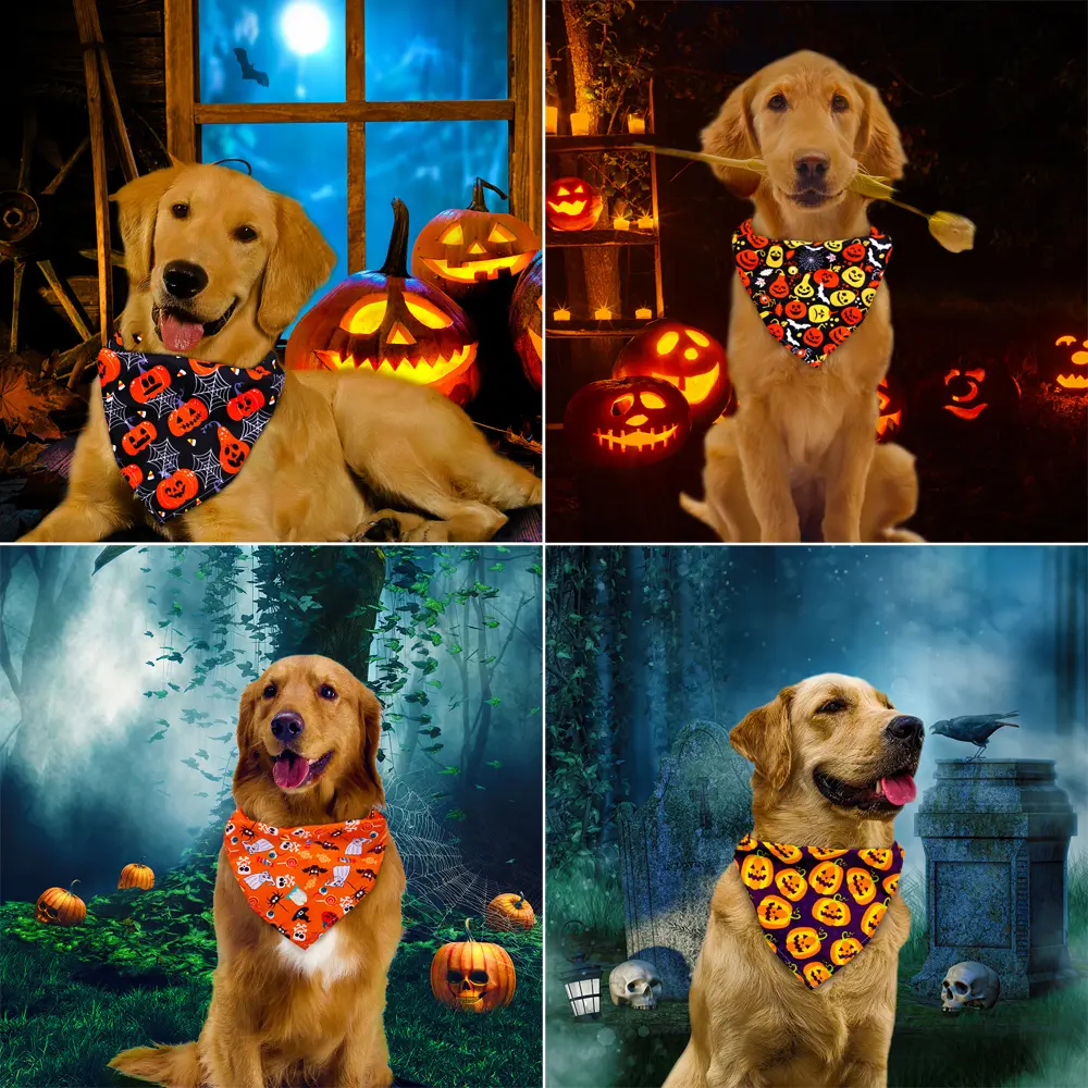 Dog Bandanas Halloween Dog Accessories Pet Dog Bandanas Scarf Small Dog Cat Puppy Bibs Pet Supplies For Small Dogs 1Pc