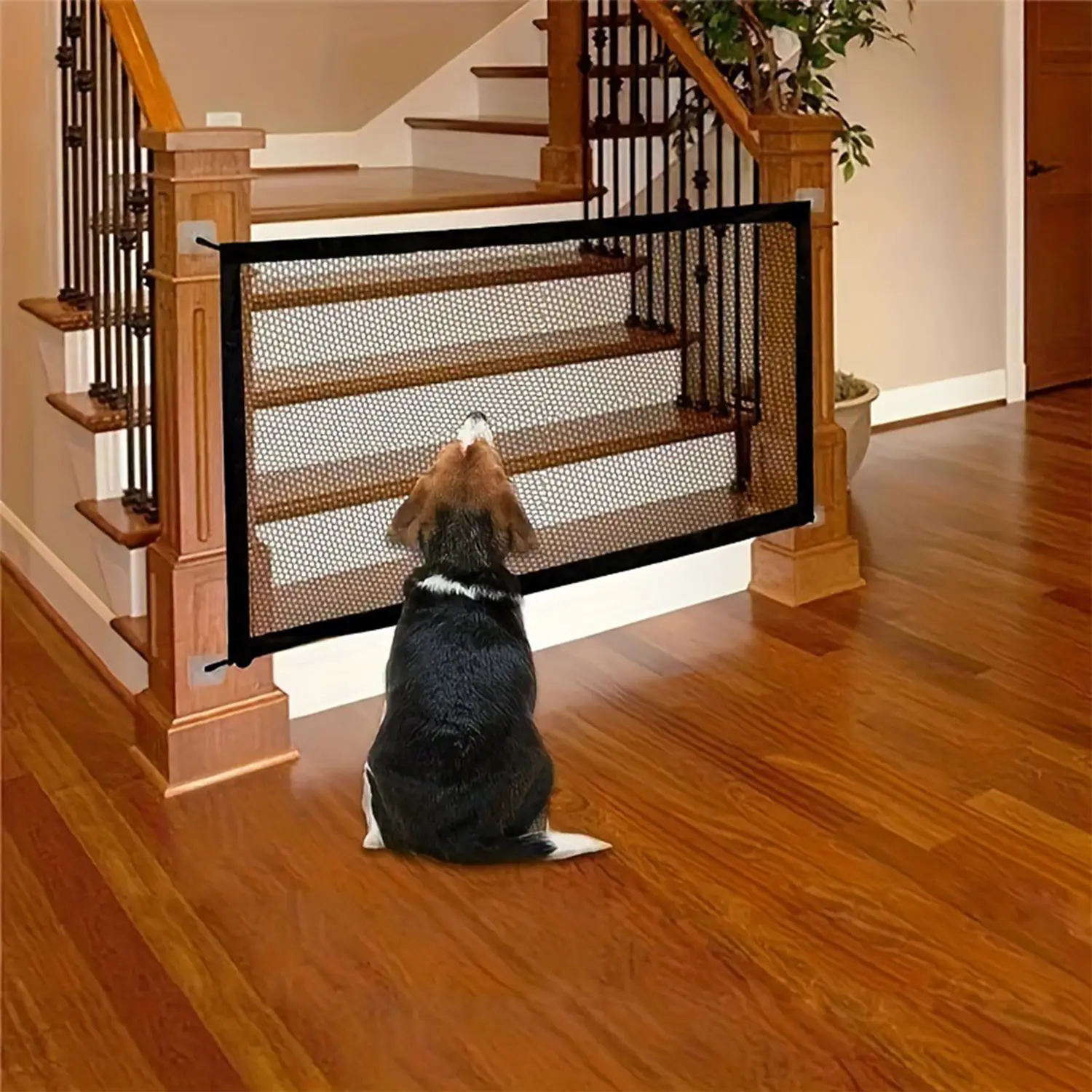 Pet Security Fence with Mirror Door Locking Hooks Insulated Foldable Mesh Dog Barrier for Kennel Playpen Breathable Pet Products